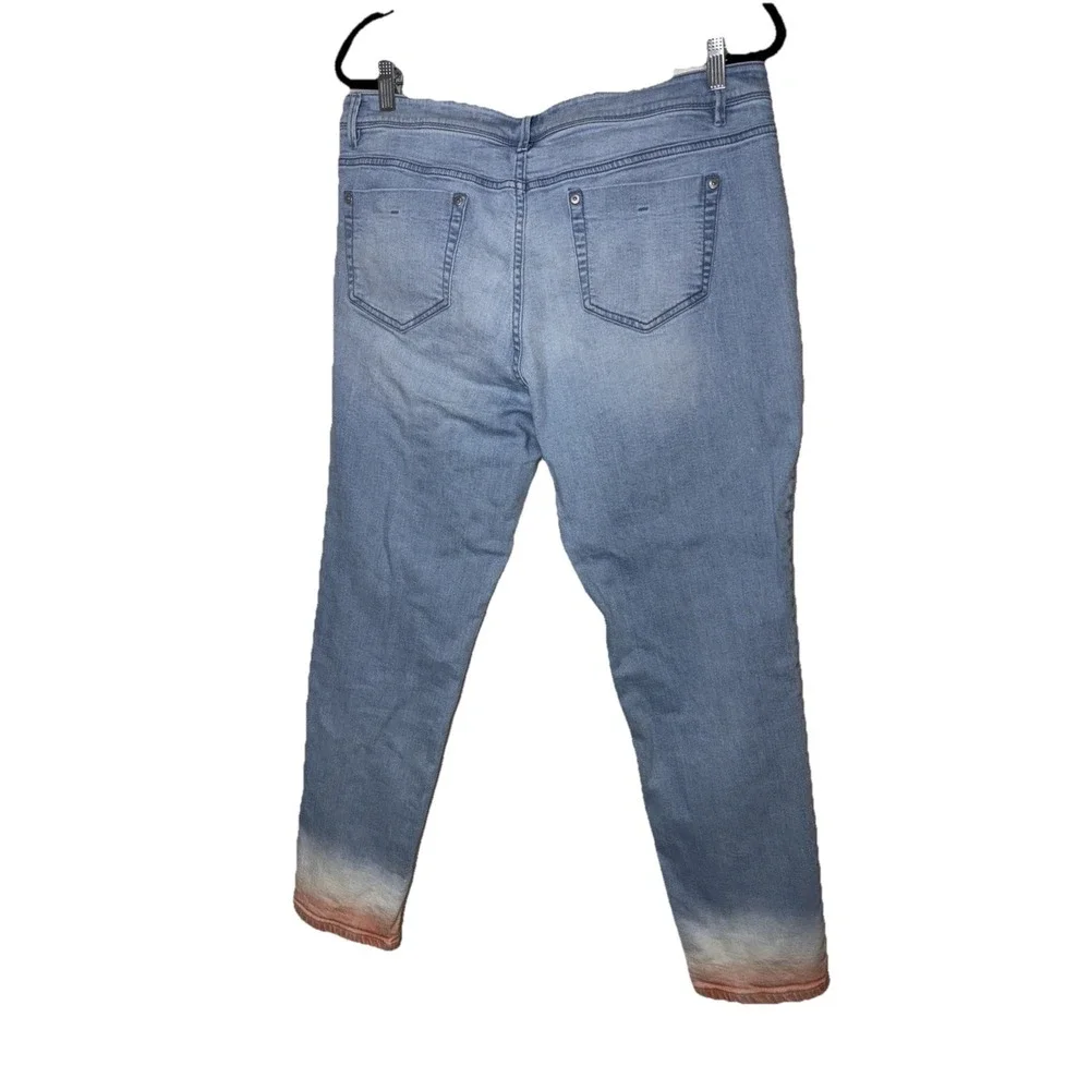 J. Jill Denim Authentic Fit Slim Ankle Jeans Blue Ombre Dip Dye Womens‎ Size 14